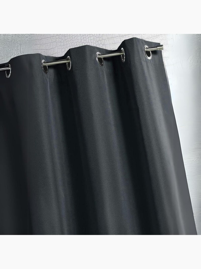Rideau d'extérieur en tissu déperlant gris anthracite - Kiabi