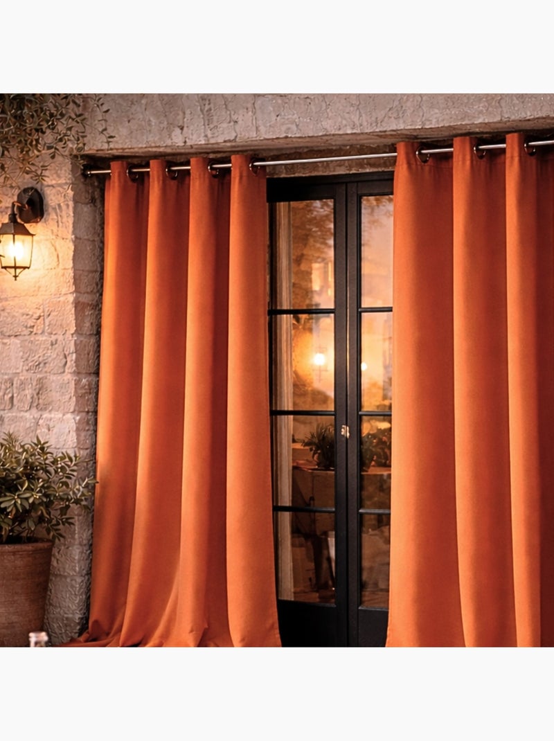 Rideau d'extérieur en tissu déperlant Orange - Kiabi