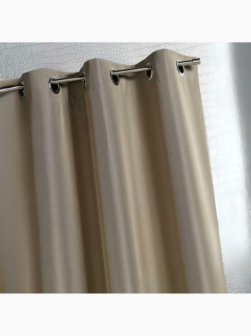 Rideau d'extérieur en tissu déperlant Taupe - Kiabi