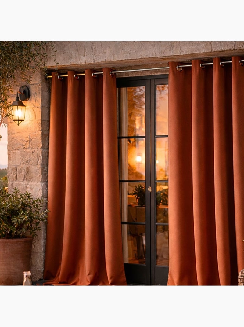 Rideau d'extérieur en tissu déperlant Terracotta - Kiabi