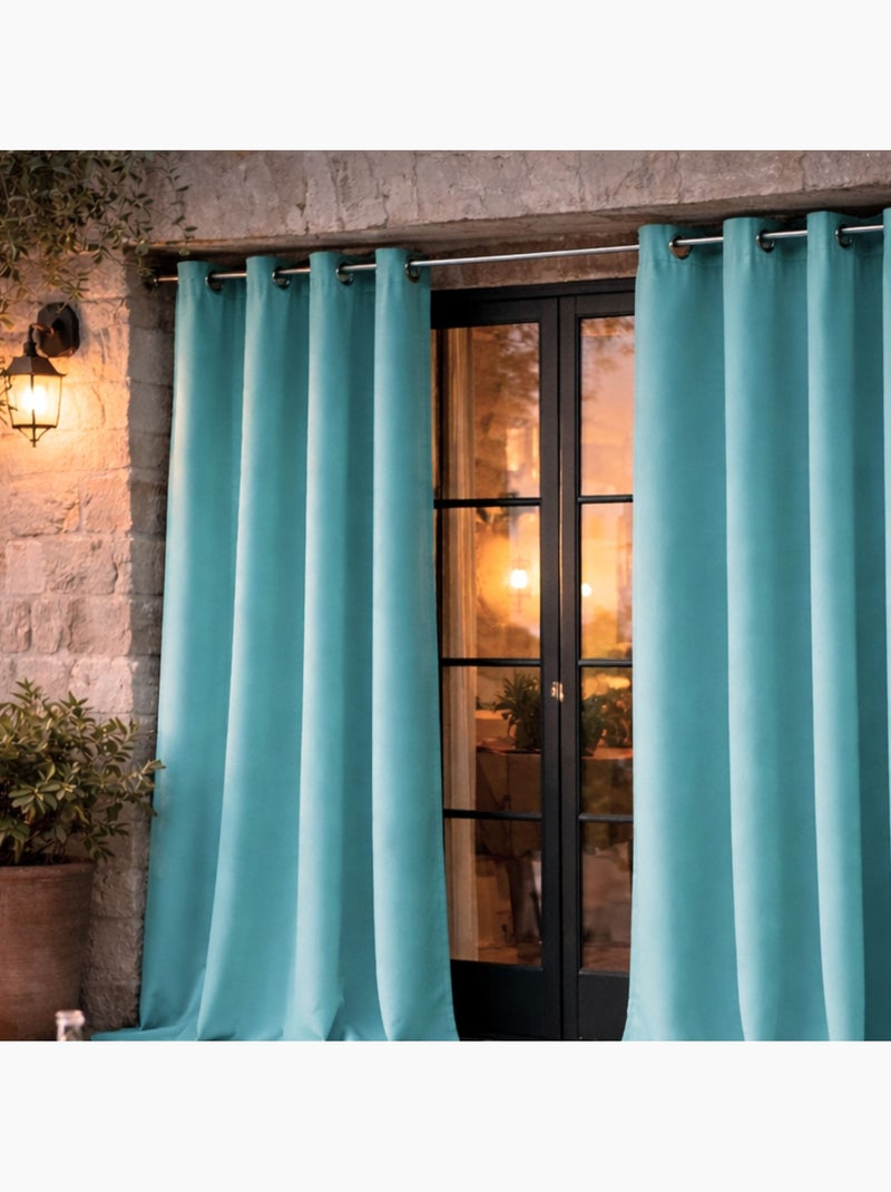 Rideau d'extérieur en tissu déperlant Vert menthe - Kiabi