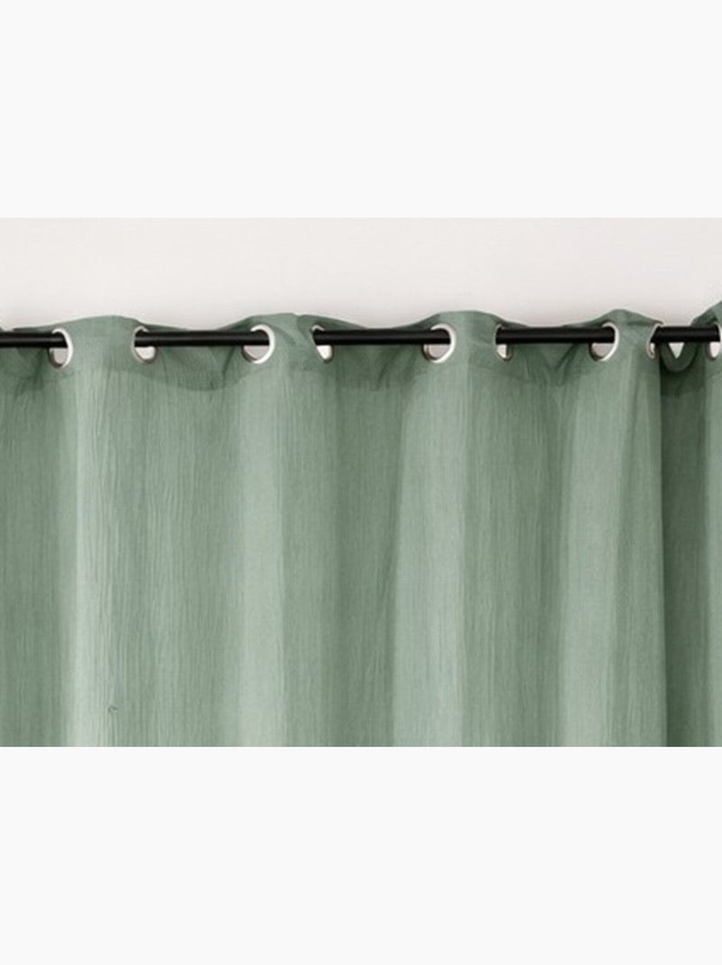 Rideau double gaze de coton - 135x240 / vert Vert - Kiabi
