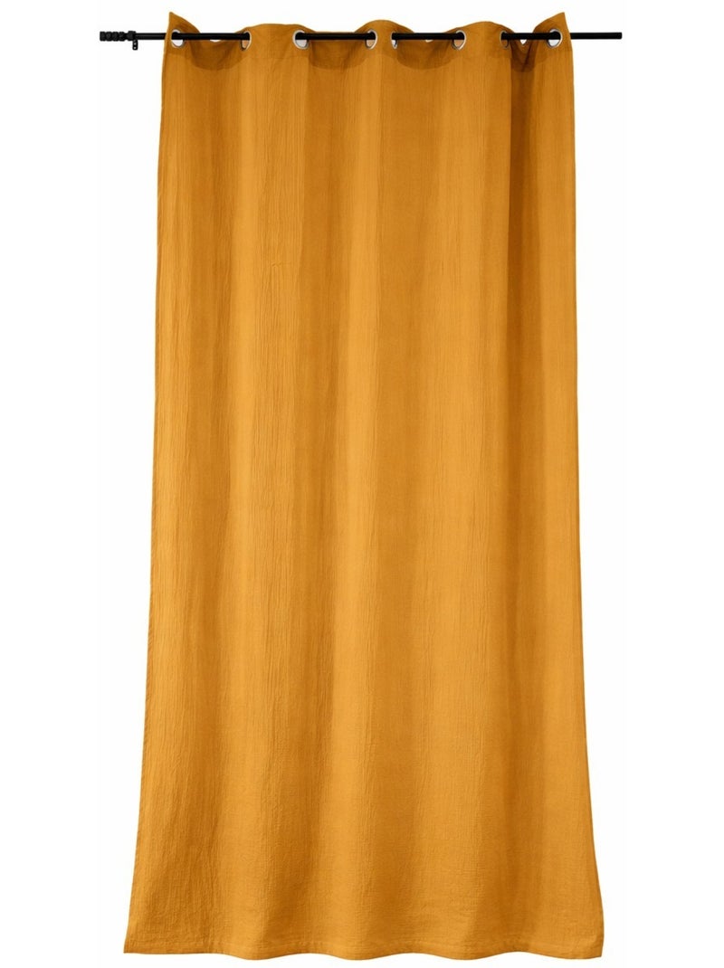 Rideau Double Gaze de Coton Jaune moutarde - Kiabi