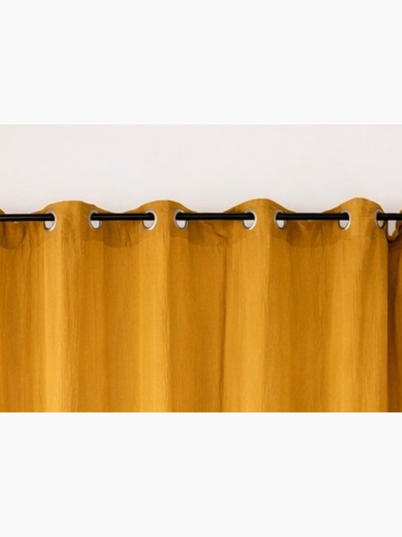 Rideau Double Gaze de Coton Jaune moutarde - Kiabi