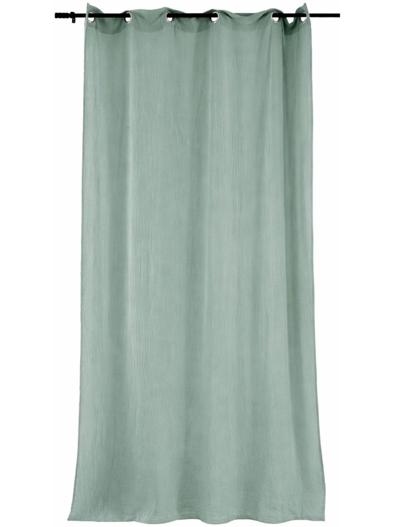 Rideau Double Gaze de Coton Vert - Kiabi