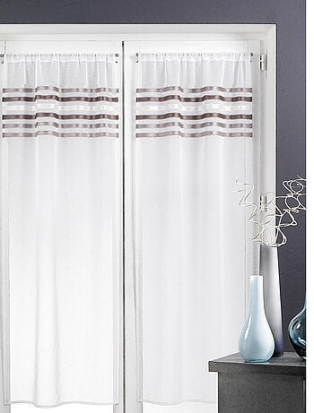 Rideau droit à la paire en Etamine Rayures horizontales