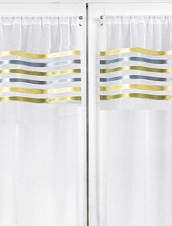 Rideau droit à la paire en Etamine Rayures horizontales