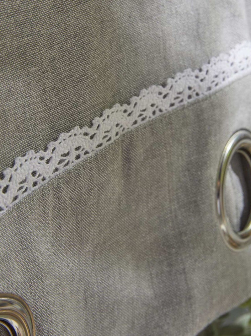 Rideau en coton avec dentelle Gris - Kiabi