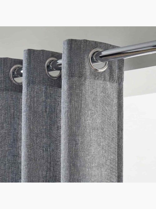 Rideau en coton gris chiné 140x250cm - Kiabi