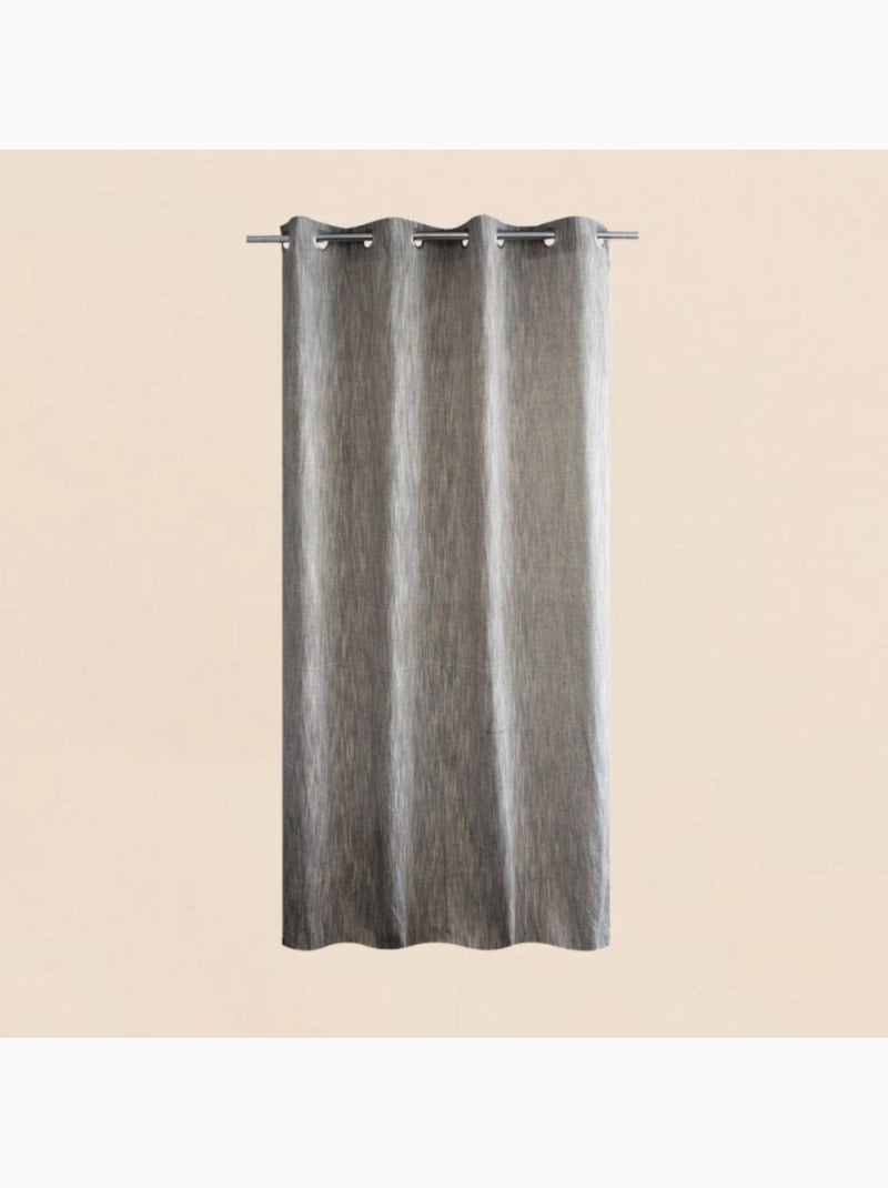 Rideau en coton gris chiné 140x250cm Gris - Kiabi