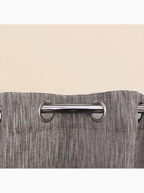Rideau en coton gris chiné 140x250cm - Kiabi