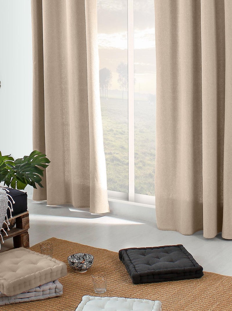 Rideau en coton recyclé  - Effet chiné Beige - Kiabi