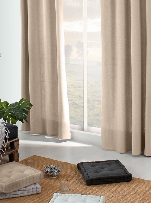 Rideau en coton recyclé  - Effet chiné - Kiabi