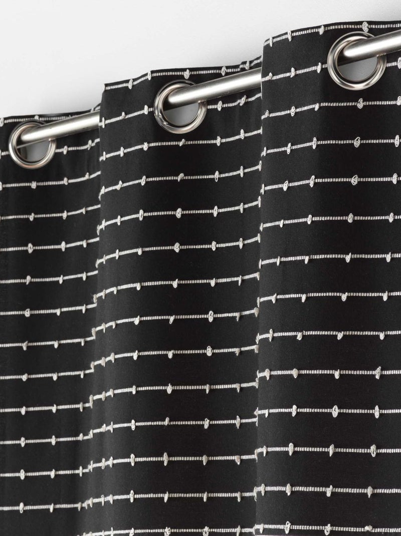 Rideau en coton recyclé à top fil coupé Noir - Kiabi
