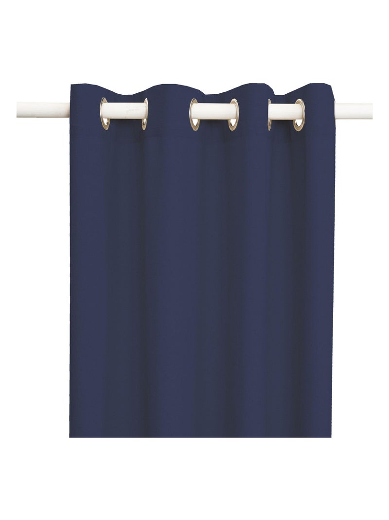 Rideau en coton recyclé avec œillets 'Deko&co' Bleu roi - Kiabi