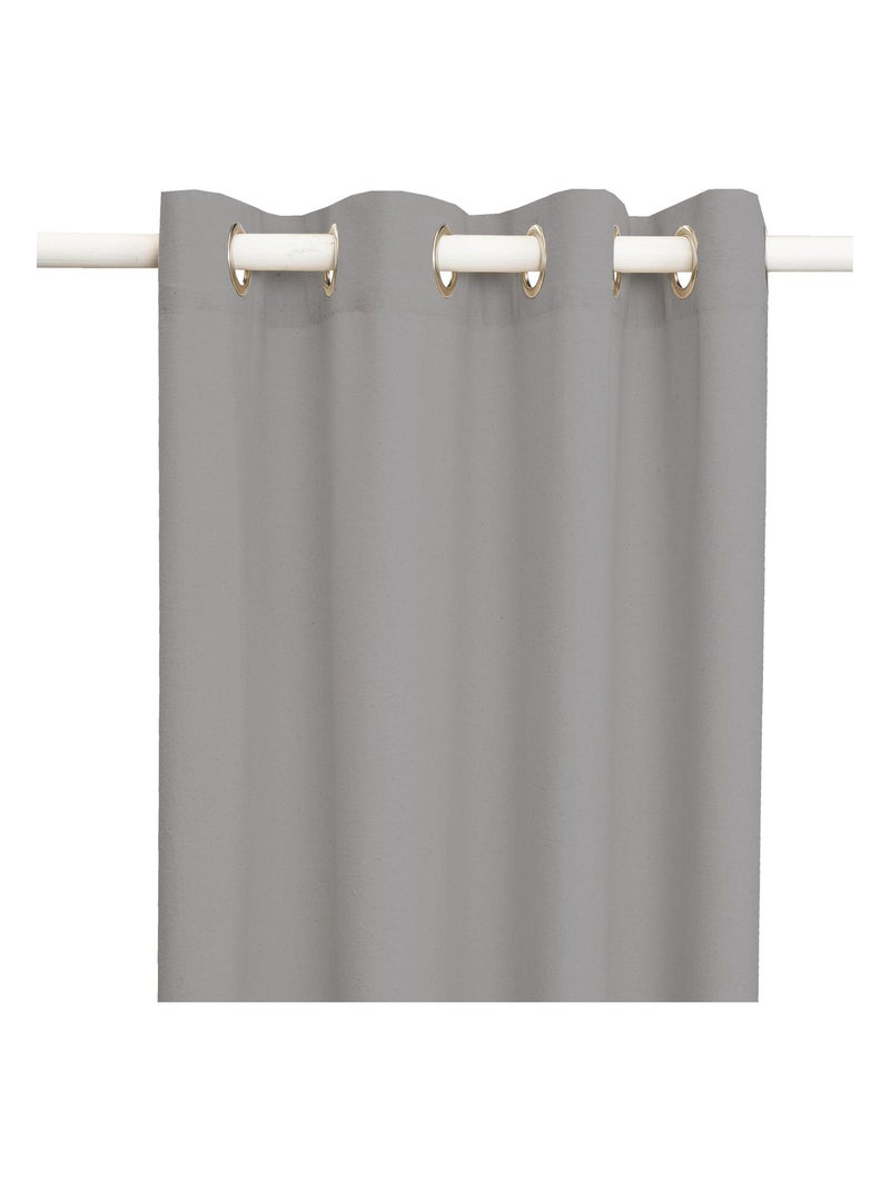 Rideau en coton recyclé avec œillets 'Deko&co' Gris clair - Kiabi