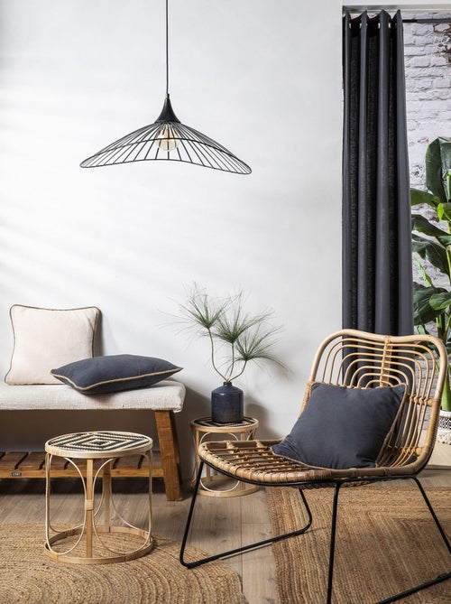 Rideau en coton recyclé avec œillets 'Deko&co' - Kiabi