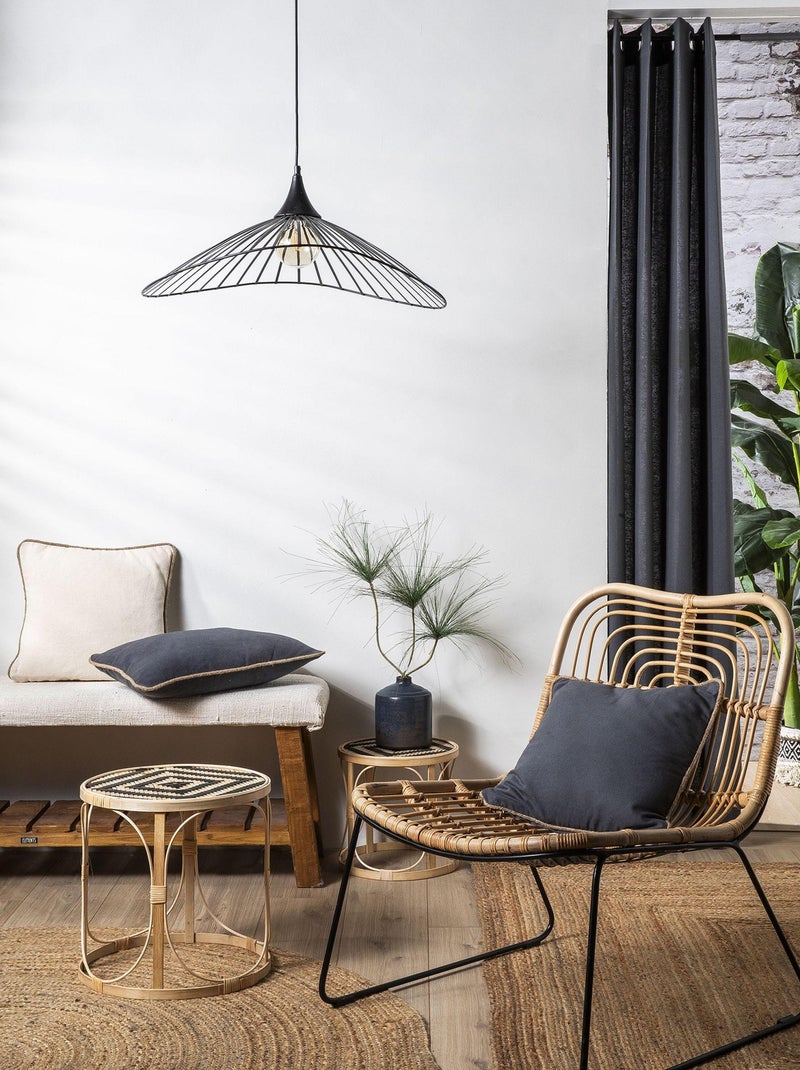 Rideau en coton recyclé avec œillets 'Deko&co' Gris foncé - Kiabi