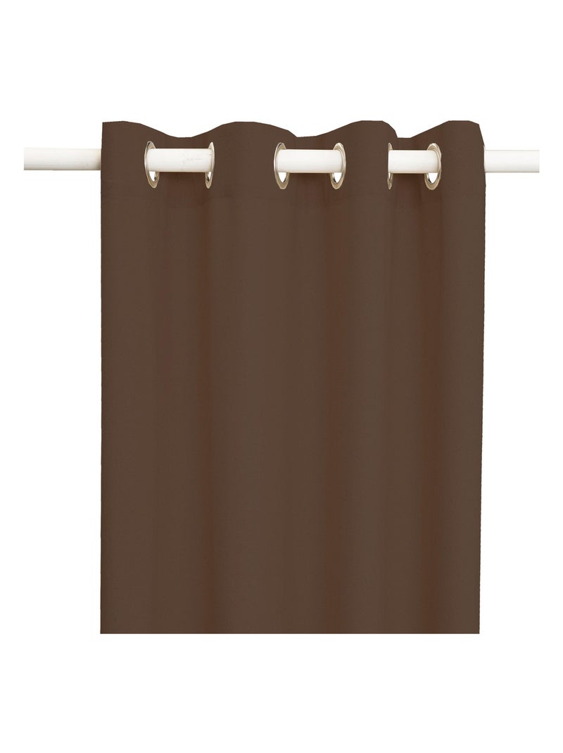 Rideau en coton recyclé avec œillets 'Deko&co' Marron chocolat - Kiabi