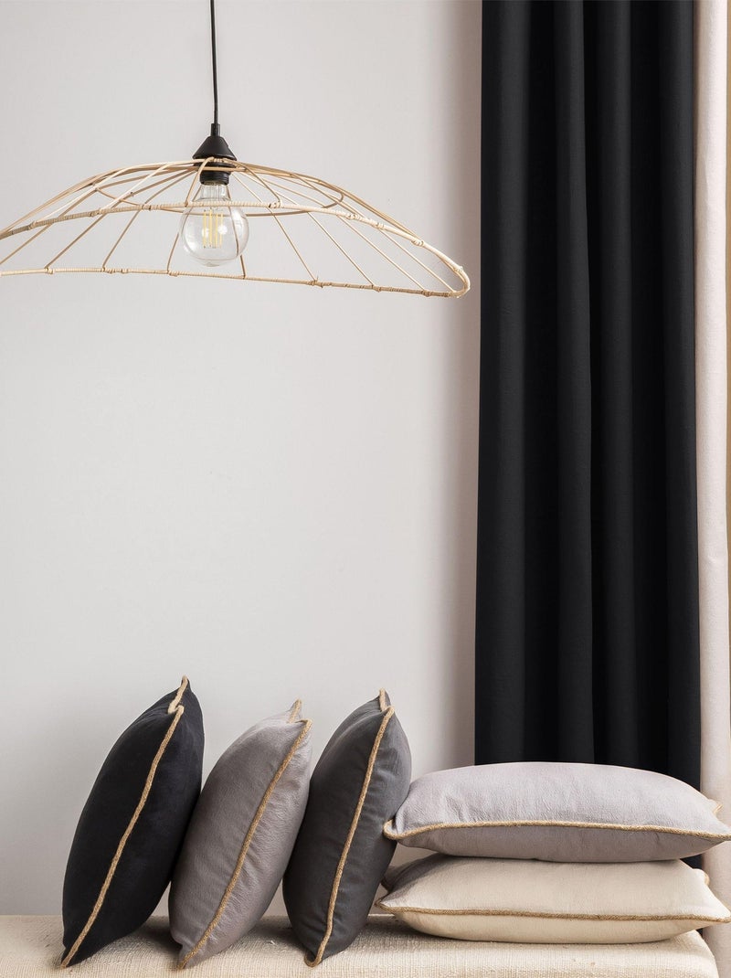 Rideau en coton recyclé avec œillets 'Deko&co' Noir - Kiabi