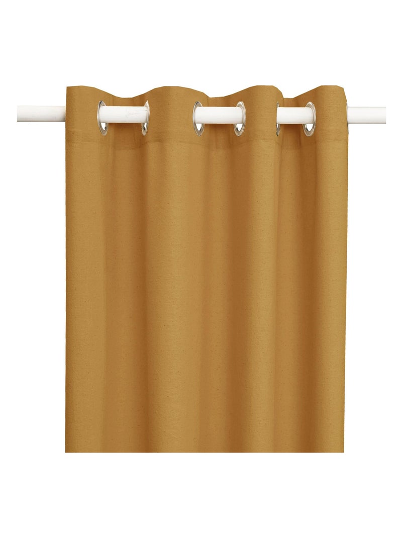 Rideau en coton recyclé avec œillets 'Deko&co' Orange - Kiabi