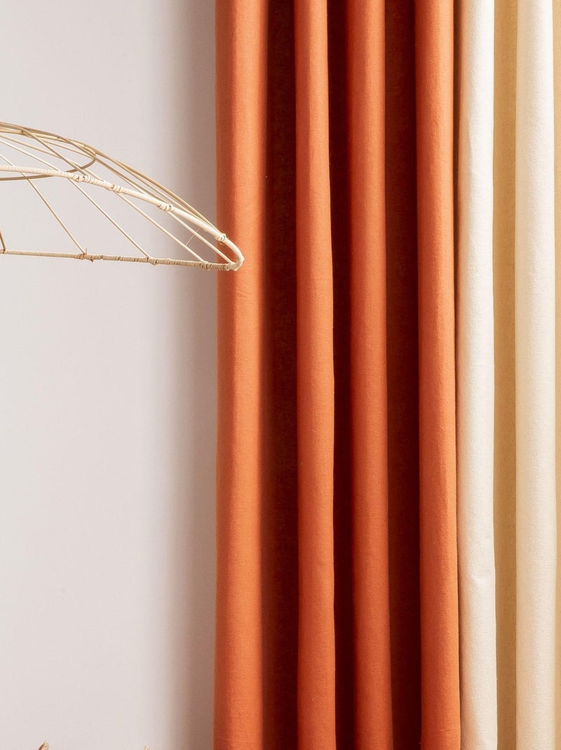 Rideau en coton recyclé avec œillets 'Deko&co' Rouge brique - Kiabi
