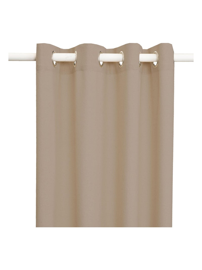 Rideau en coton recyclé avec œillets 'Deko&co' Taupe - Kiabi