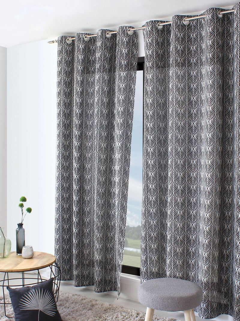 Rideau en coton recyclé BAYA Gris foncé - Kiabi