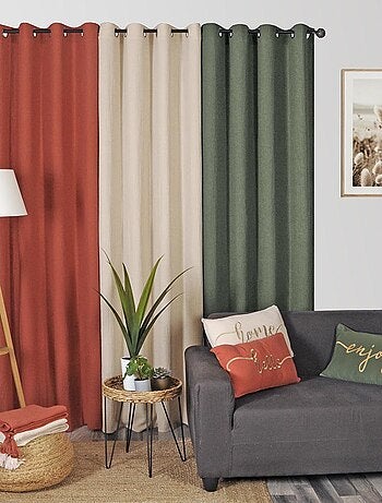 Rideau en double gaze de coton, aspect froissé, prêt-à-poser.