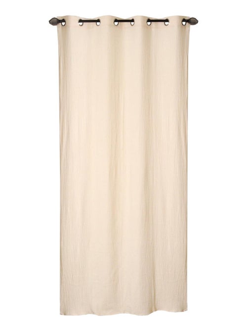 Rideau en double gaze de coton, aspect froissé, prêt-à-poser. - Kiabi