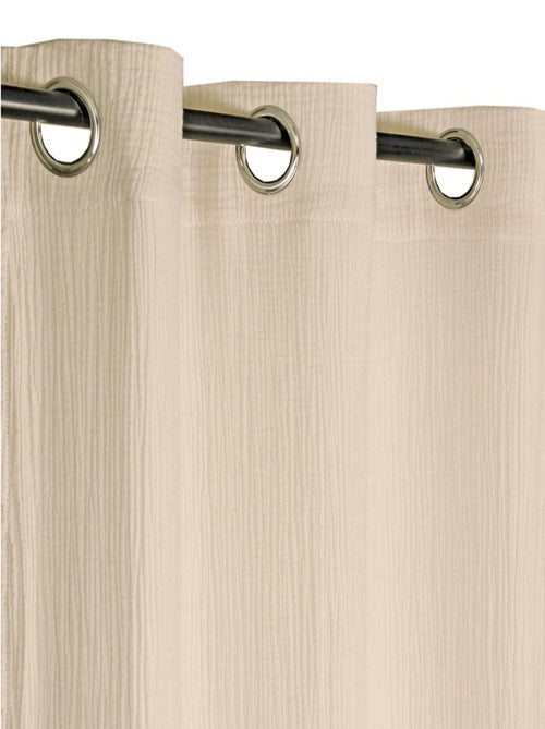 Rideau en double gaze de coton, aspect froissé, prêt-à-poser. - Kiabi