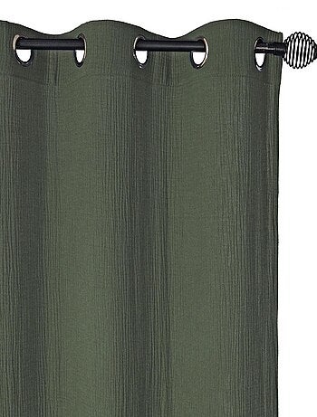 Rideau en double gaze de coton, aspect froissé, prêt-à-poser.