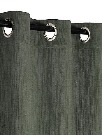 Rideau en double gaze de coton, aspect froissé, prêt-à-poser.