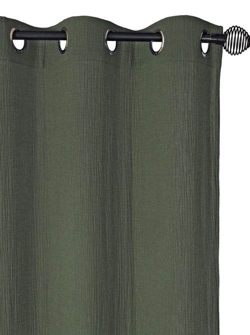 Rideau en double gaze de coton, aspect froissé, prêt-à-poser. - Kiabi