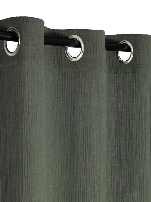 Rideau en double gaze de coton, aspect froissé, prêt-à-poser. - Kiabi