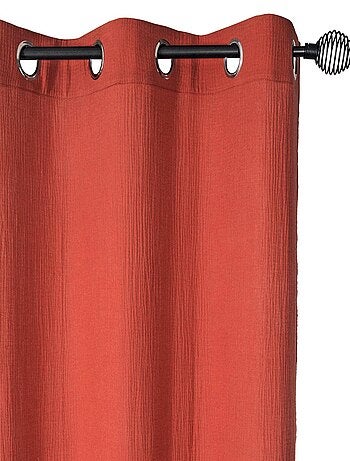 Rideau en double gaze de coton, aspect froissé, prêt-à-poser.