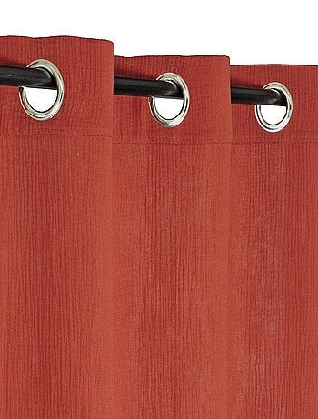 Rideau en double gaze de coton, aspect froissé, prêt-à-poser.