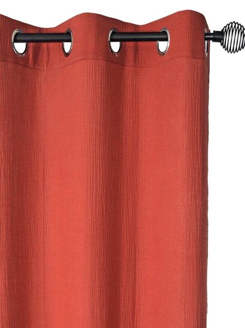 Rideau en double gaze de coton, aspect froissé, prêt-à-poser. - Kiabi