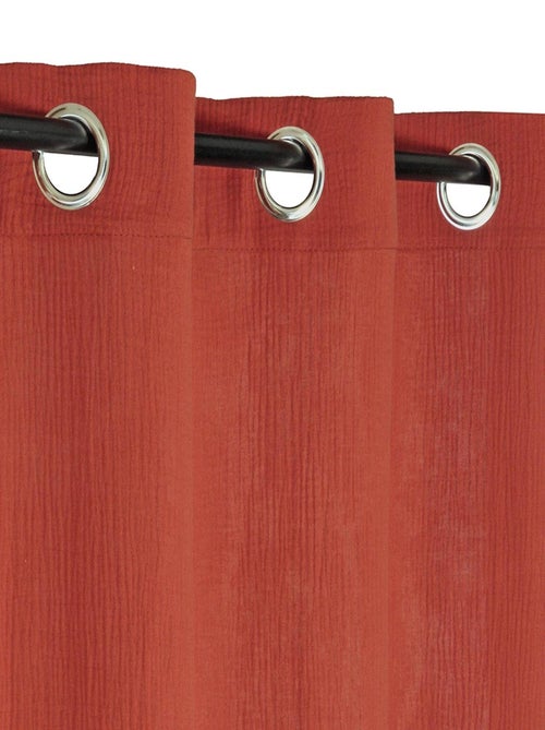 Rideau en double gaze de coton, aspect froissé, prêt-à-poser. - Kiabi