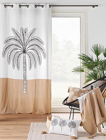 Rideau en gaze de coton 140x240 cm Motif palmier