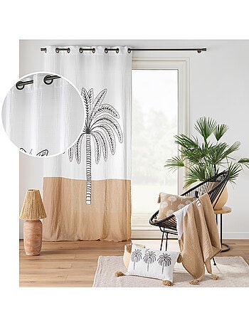 Rideau en gaze de coton 140x240 cm Motif palmier