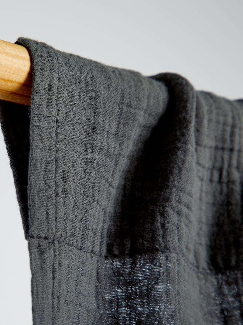 Rideau en gaze de coton GRIS - Kiabi