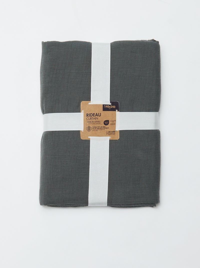 Rideau en gaze de coton GRIS - Kiabi