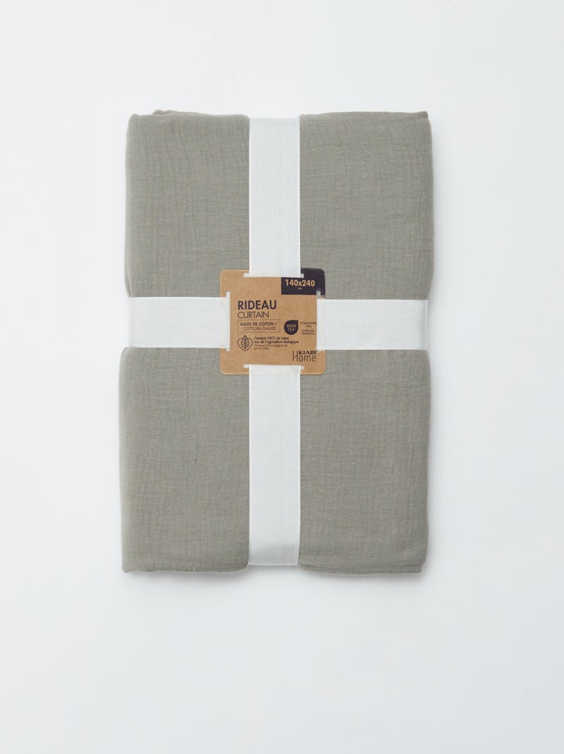 Rideau en gaze de coton GRIS - Kiabi
