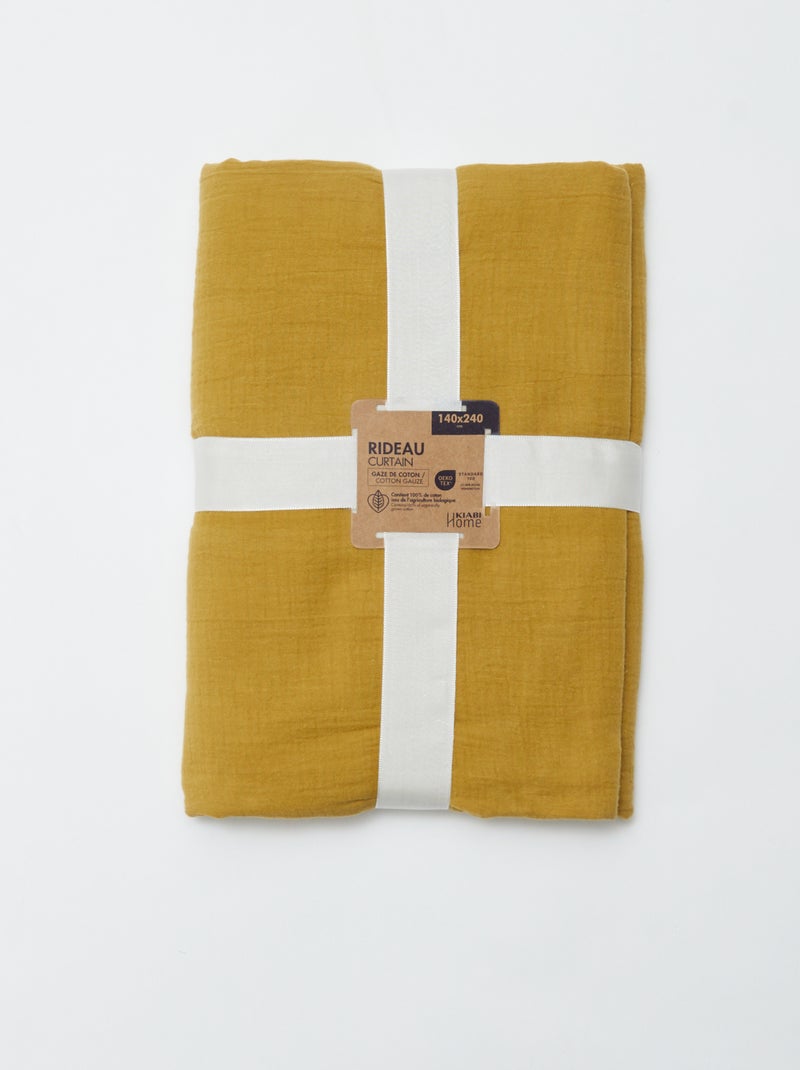 Rideau en gaze de coton JAUNE - Kiabi