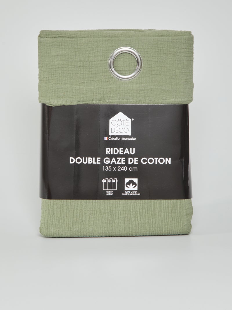 Rideau en gaze de coton Kaki - Kiabi