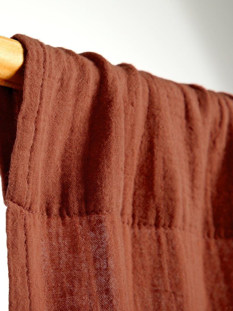 Rideau en gaze de coton MARRON - Kiabi