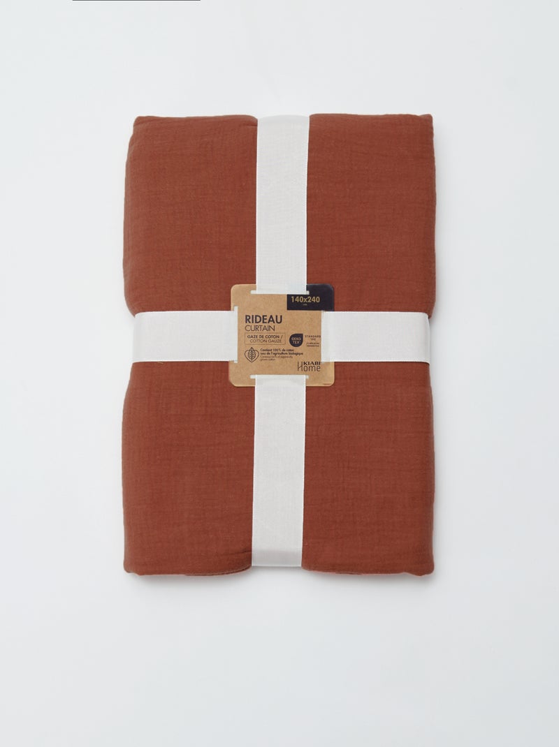 Rideau en gaze de coton MARRON - Kiabi