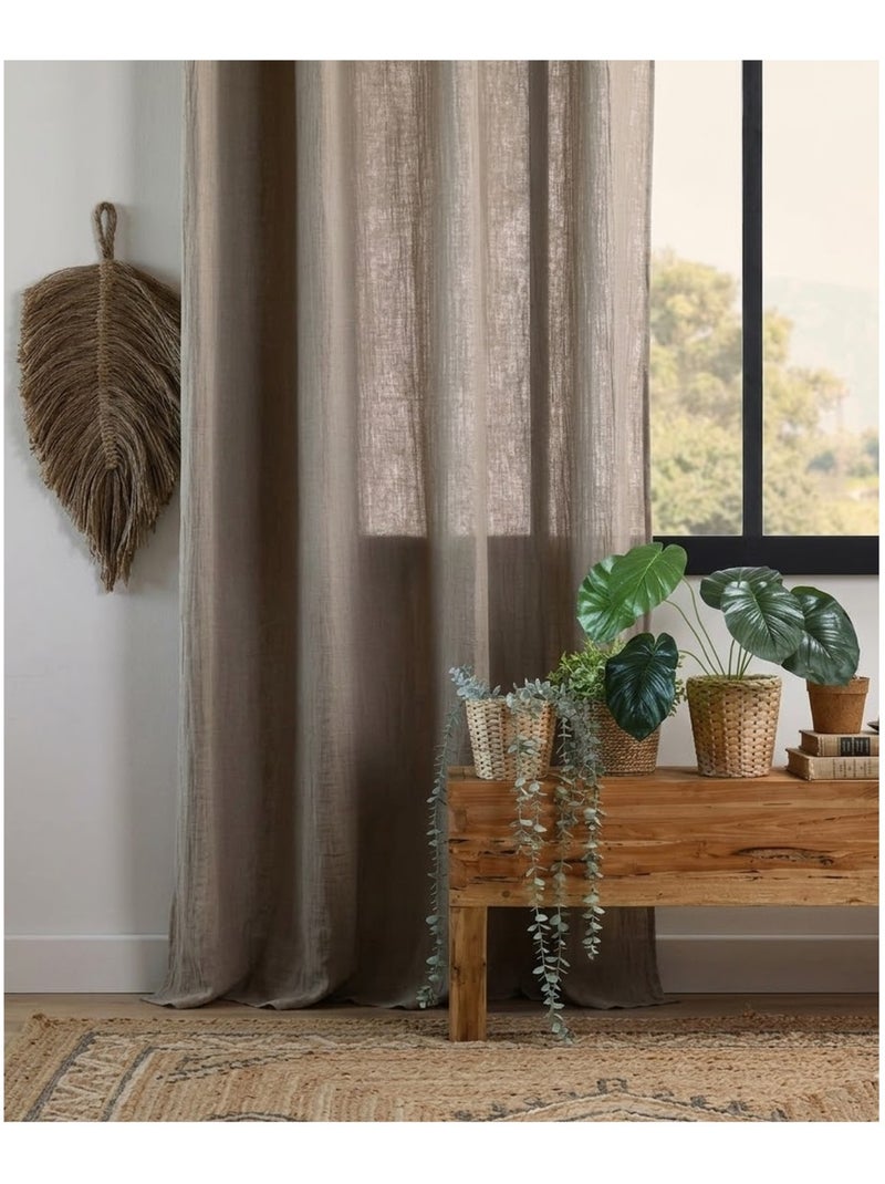 Rideau en gaze de coton Pop colors Beige - Kiabi