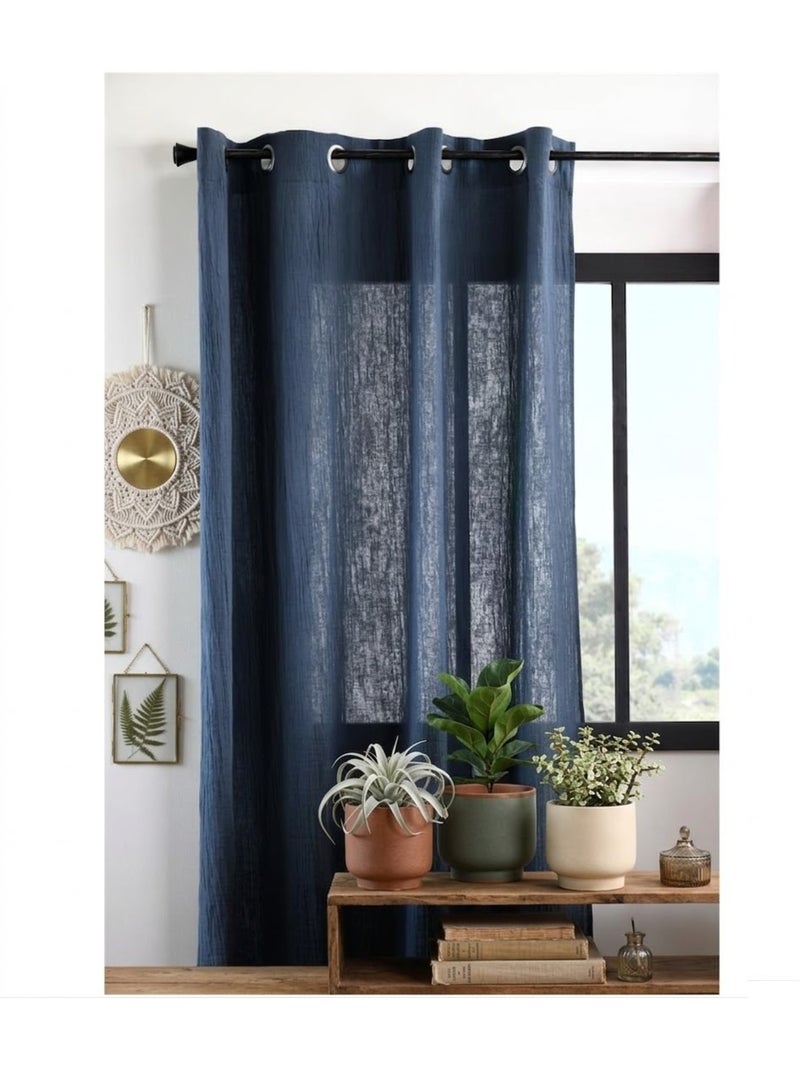 Rideau en gaze de coton Pop colors Bleu marine - Kiabi